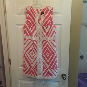 Pink and White Sheath by Taylor Dresses Size 10